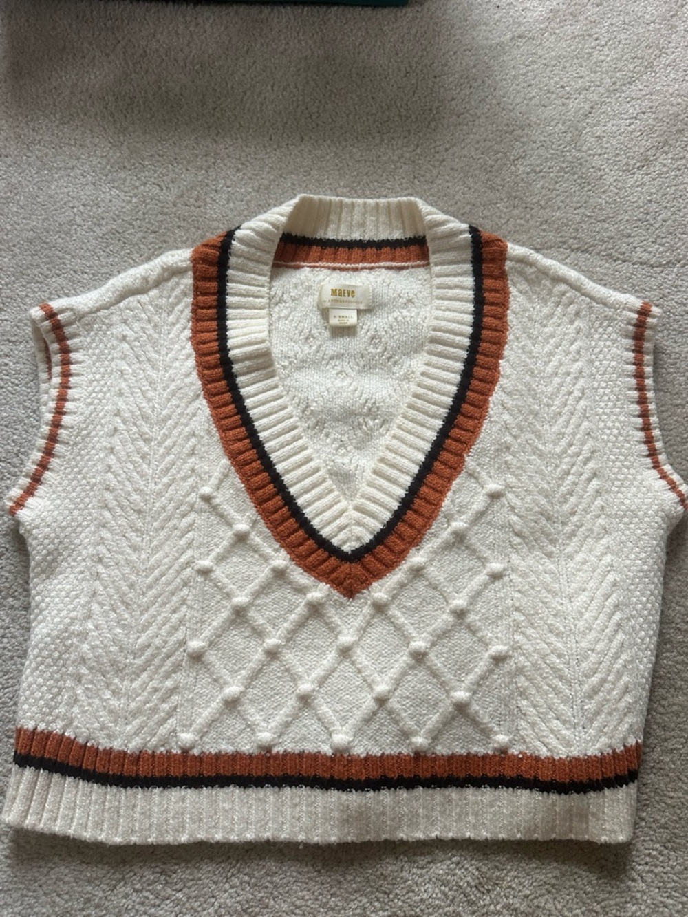 Maeve Willa Vneck Cable Knit Sweater Vest